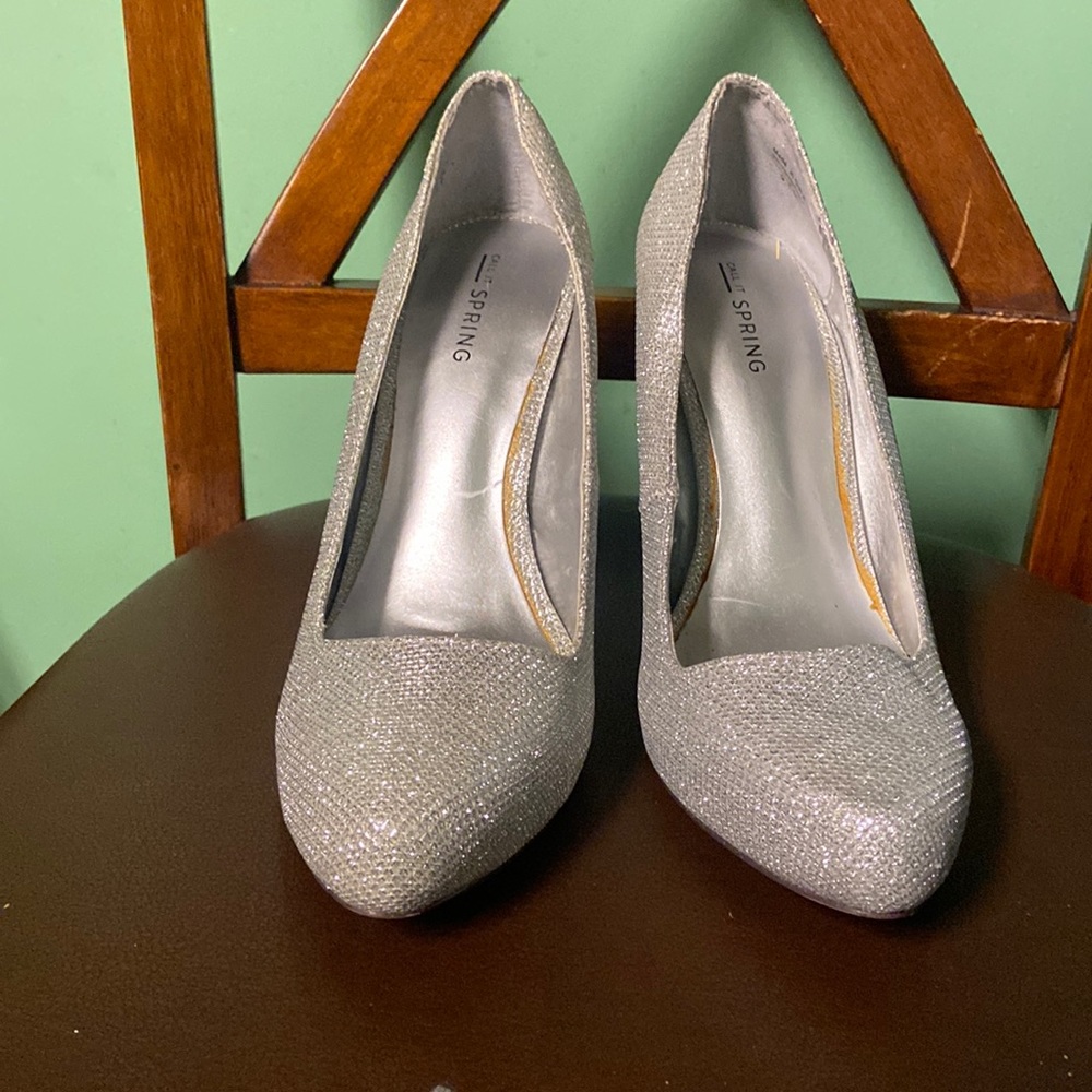 Cordicella from JCP silver rhinestone heels